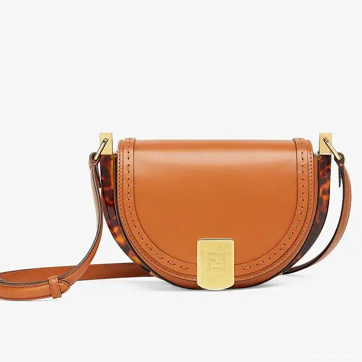 Cheap Fendi In Brown Bag Moonlight Leather Calf Logo ROMA 0616